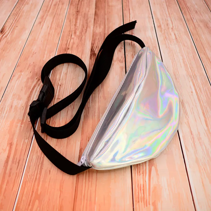 Модная поясная сумка с голограммой кожаный серебристый кошелек для денег