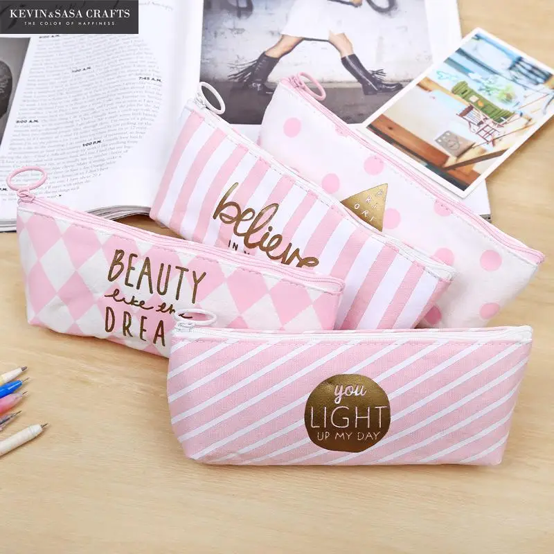 Розовый чехол-карандаш Kawaii для канцелярских товаров школьная поставка