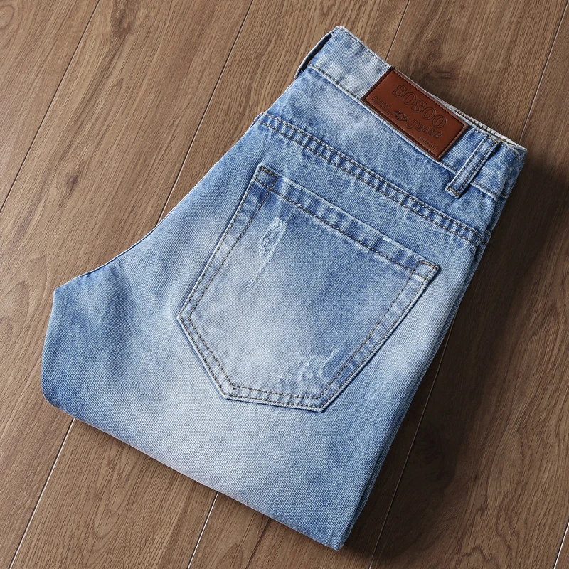 2017 spring and summer new 888# trend cloth broken hole self-cultivation small straight jeans (29-38) mail | Мужская одежда