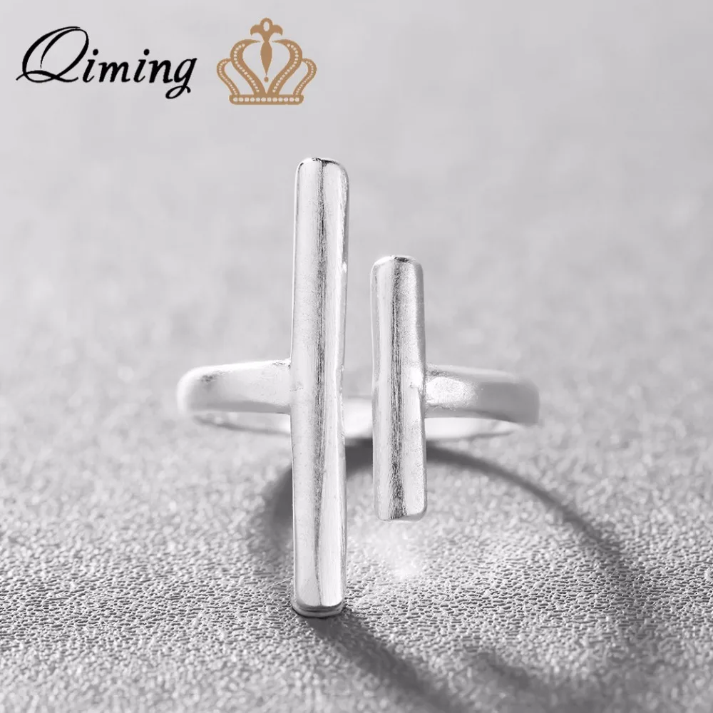 style9 QIMING чистое серебряное кольцо с кристаллом для женщин,, хорошее ювелирное изделие, регулируемое двойное кольцо с фианитами, кольца с открытым носком средней длины - Цвет основного камня: style9