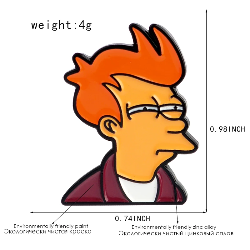 Милый мультфильм Futurama Philip J. Fry твердая Эмаль Булавка ТВ шоу значки броши для мужчин и женщин