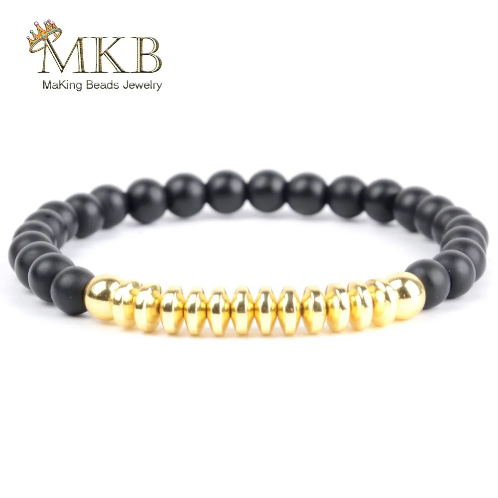 Прямая поставка мужской браслет из натурального камня 6 мм матовый черный агат