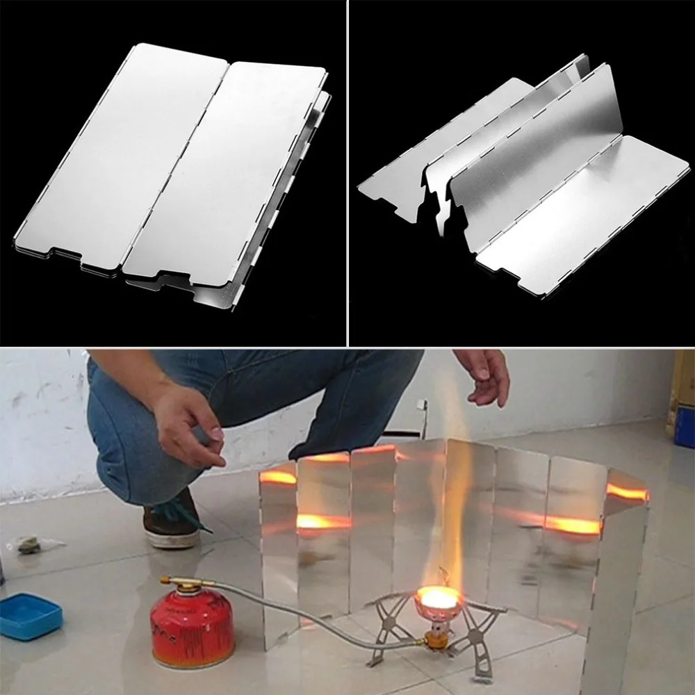 Складная 10 Портативная Газовая Печка газовая плита для барбекю ветрозащитный