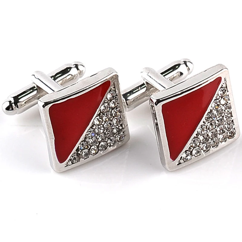 

HOT Jewelry Cufflink For Mens Gift Cuff Button Black Red Crystal Cuff Link High Quality Abotoaduras Wedding Shirts Cufflinks