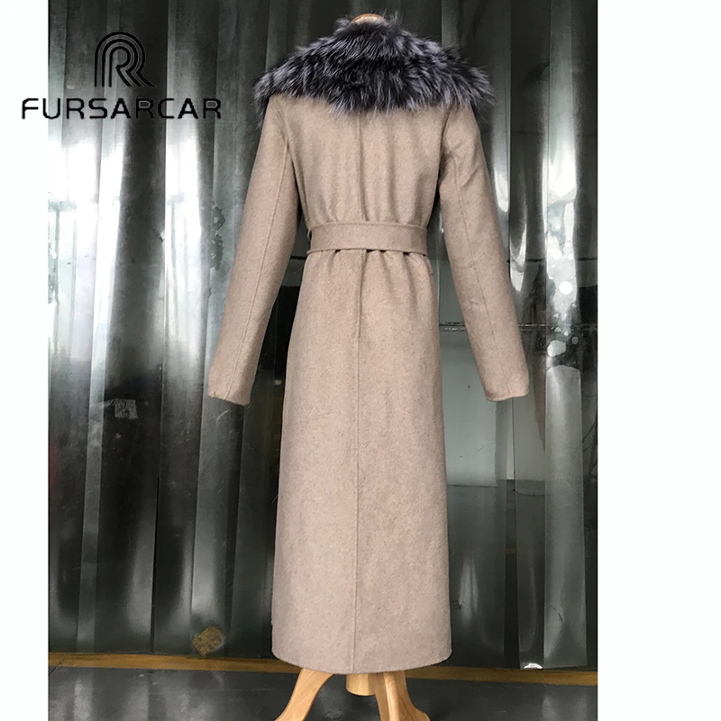 Женское меховое пальто FURSARCAR роскошное зимнее из овечьей шкуры с воротником