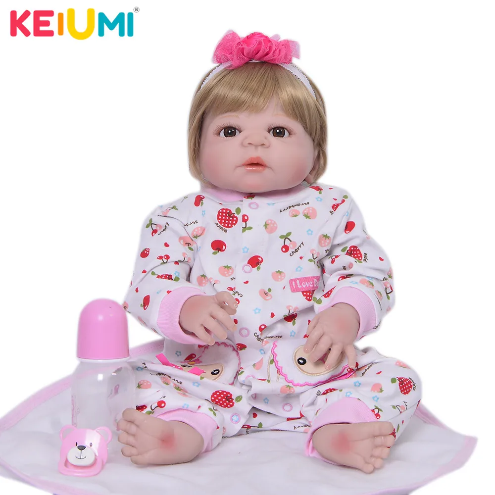 

Cute 23' 57 cm Doll Reborn Babies Full Silicone Vinyl Body Newborn Dolls Lovely Kids Playmates Baby Toys Girl Fashion Gifts