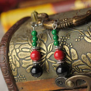 Серьги-подвески из тибетского серебра винтажные Винтажные серьги в виде