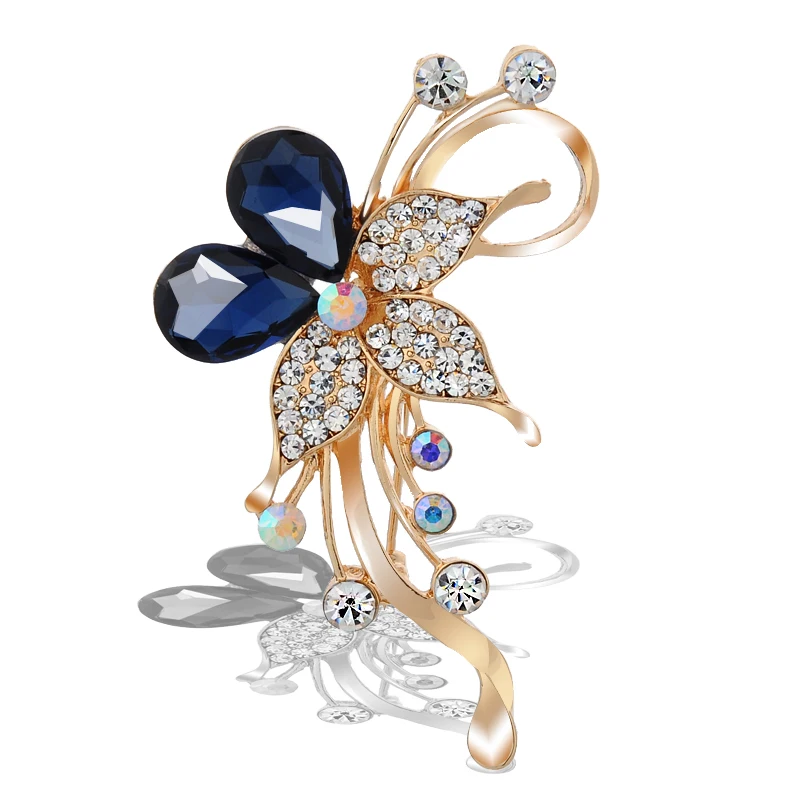 Новинка Классическая изысканная Женская Золотая яркая разноцветная брошь в виде