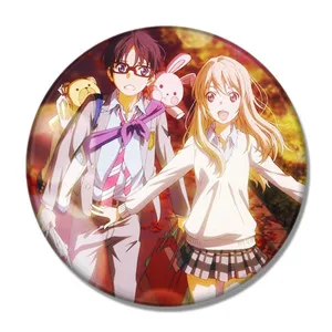 ZXFJXR 58 мм ваша лежа в апреле значок Miyazono Kaori Arima Kousei брошь на рюкзак деко анимация