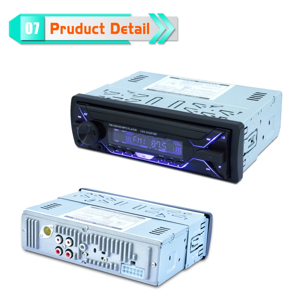 HEVXM 1 din автомобильный Радио MP3 аудио плеер Съемная панель Bluetooth hands-free Стерео FM
