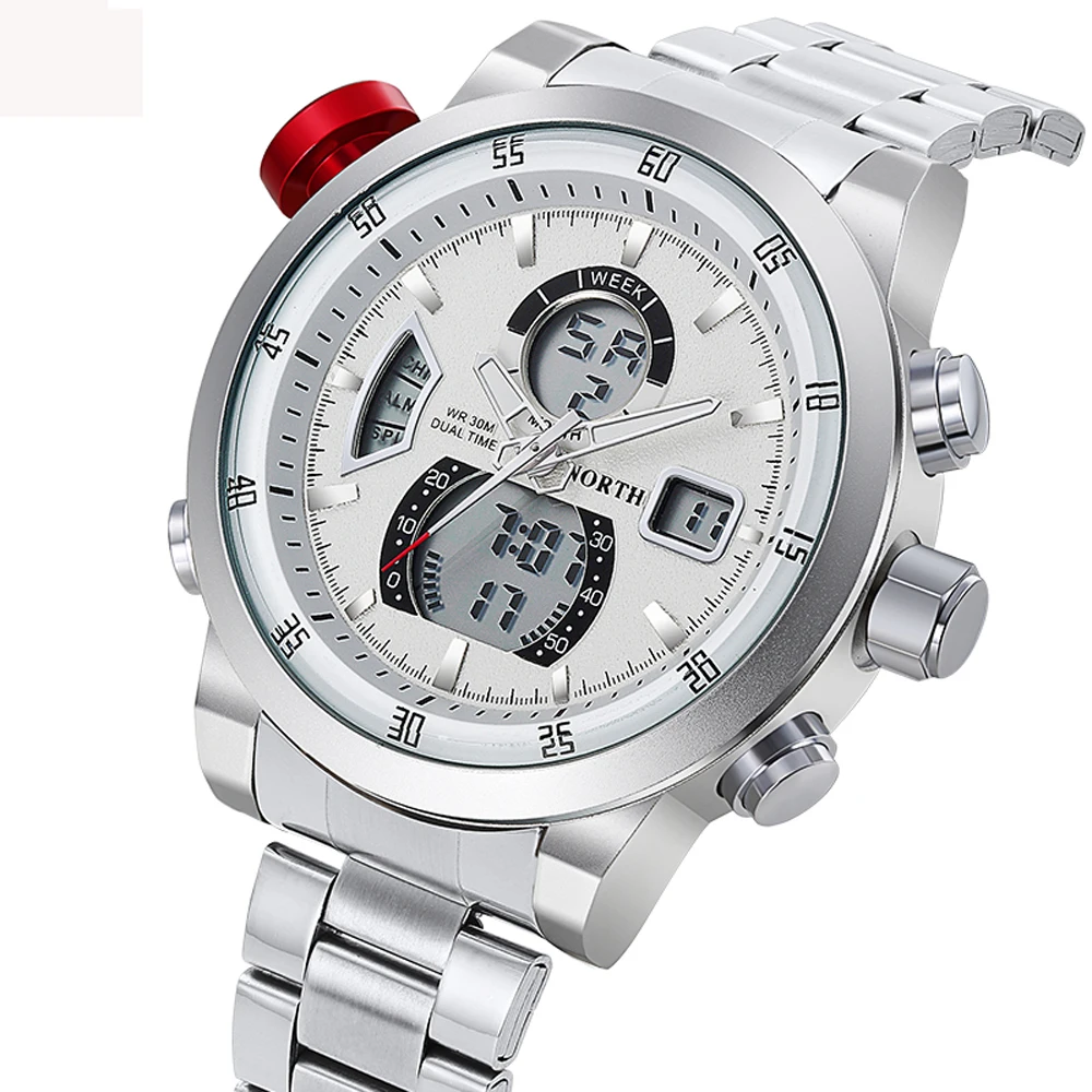Новые часы мужские Дата День светодиодный Дисплей Роскошные спортивные Часы