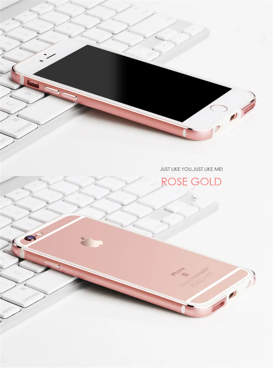 RoseGold Роскошный Алюминиевый+ резиновая рамка для iphone 7 мягкий металлический чехол+ силиконовый бампер для iphone 7 Plus SE 5 5S 6 6s 7 8 чехлы для телефонов - Цвет: RoseGold