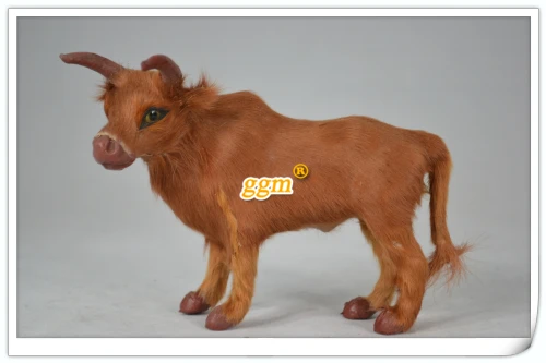 

plastic & real furs toy simulation cattle 16x11cm cattle model ,handicraft,home decoration Xmas gift w5678