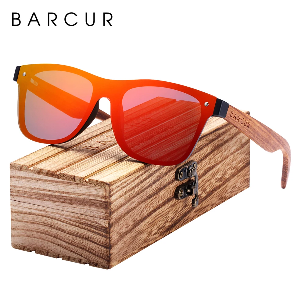 BARCUR Sunglasses Men Polarized Wood Sun glasses for men Sports Eyewear Square Women Oculos de sol masculino | Аксессуары для
