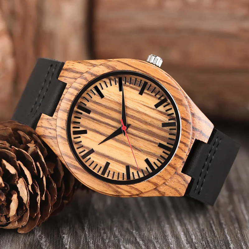 Мужские часы деревянные минималистичные аналоговые Бамбуковые натуральные