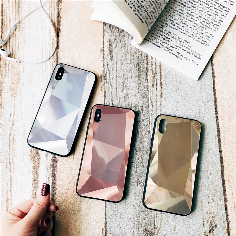 3D Алмазный Блестящий зеркальный чехол для телефона Iphone X XR XS Max Модный яркий 6 6S 7 8