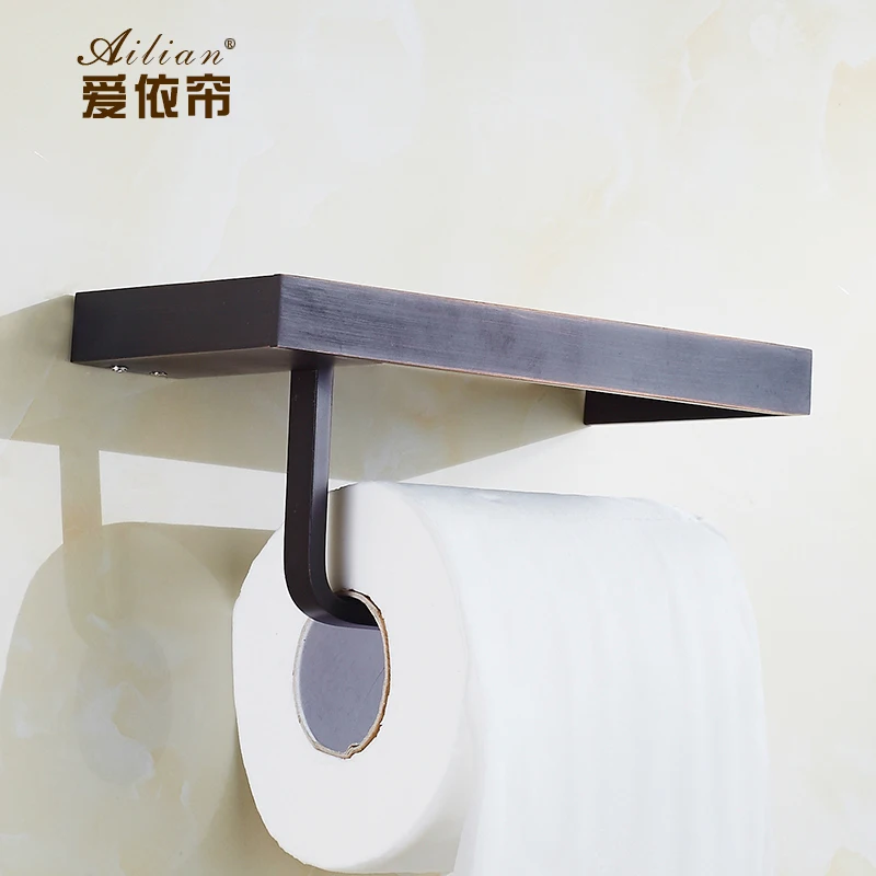 European 100% copper antique black bronze towel rack roll toilet paper holder multifunction mobile phone hygiene tray Обустройство