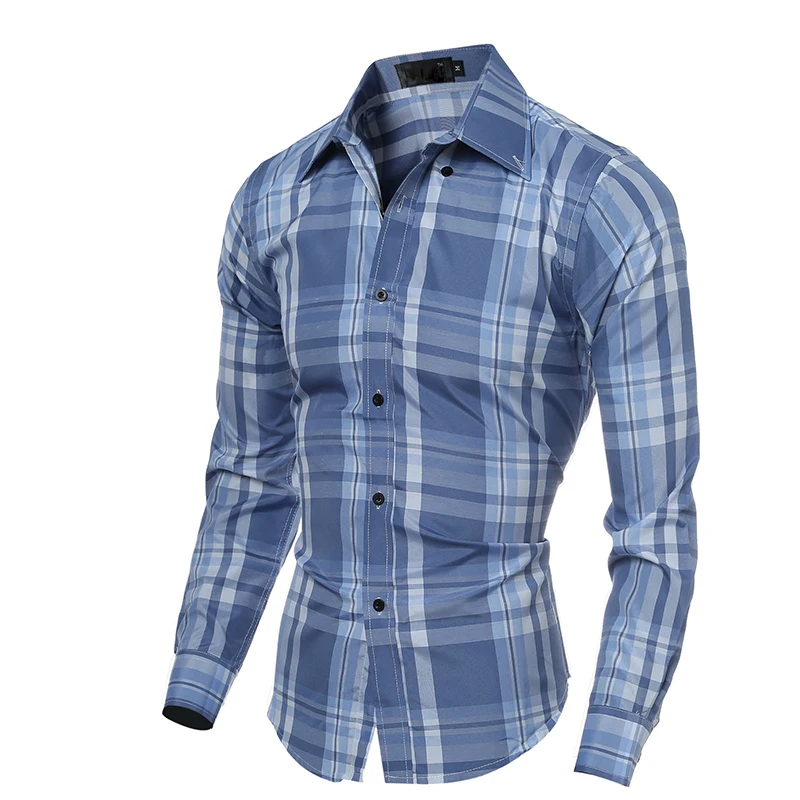 Новинка Весна Осень Повседневная camisa masculina Повседневная Женская сорочка с длинными рукавами homme Slim fit Мужская одежда мужская клетчатая рубашка