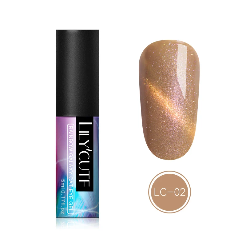 LC-2 LILYCUTE УФ-гель для ногтей кошачий глаз с блестками, Магнитный Гель-лак для ногтей, маникюрный лак, дизайн ногтей 5 мл - Цвет: LC-2