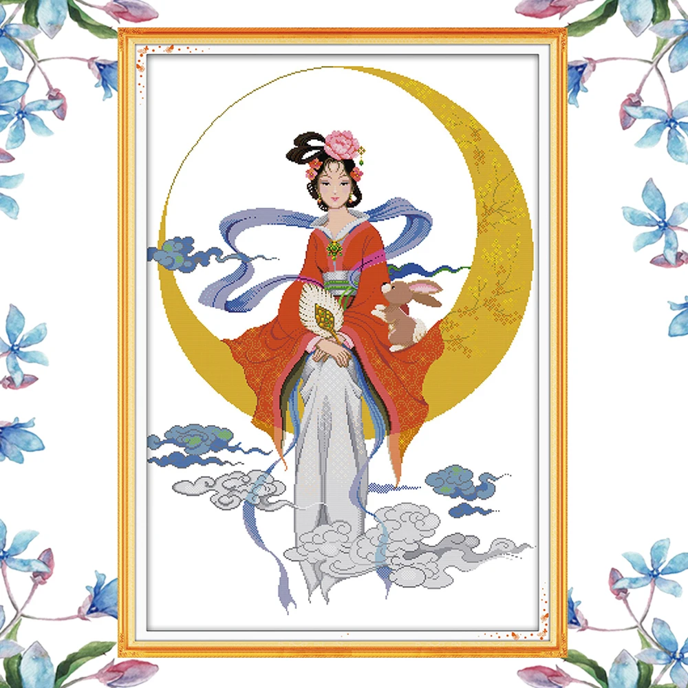 Набор для вышивания NKF The Goddess Changɾ Flying to the Moon 11CT 14CT китайская красота вышивка