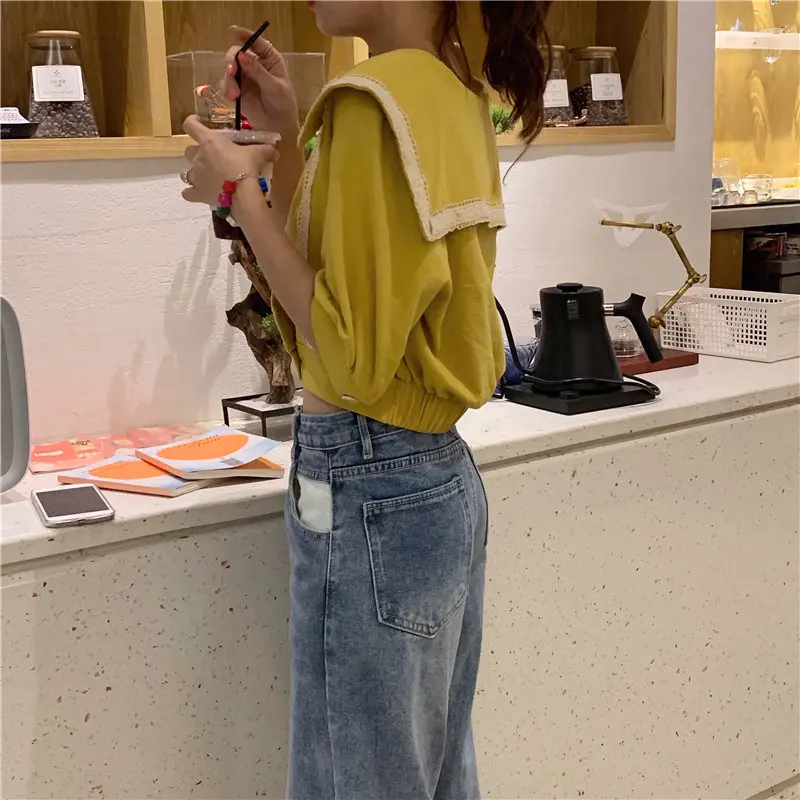 Alien Kitty Fashion Loose All-Match Short Sleeves Retro Summer Patchwork Lace 2019 Casual V-Neck Female Sweet New Style Shirts | Женская