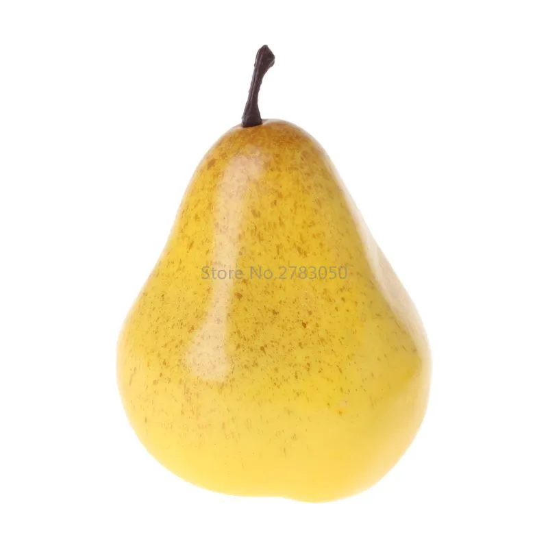 Yellow Pear Искусственная груша Персик Яблоко Слива мангостин Фрукты Кухня Поддельные дисплей еда домашний магазин украшения супермаркет Ресторан реквизит - Цвет: Yellow Pear