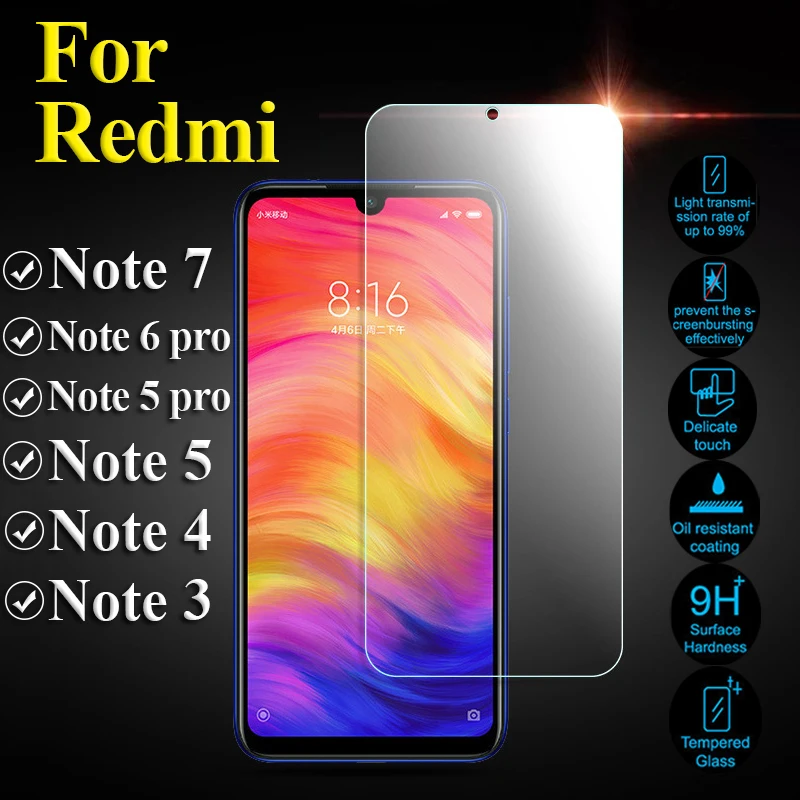 Защитное стекло для Xiaomi Redmi Note 7 6 5 Pro 4 закаленное стекло Note7 Note5 Note4 Ksiomi Xiaomei Xiomi Защитная пленка для экрана