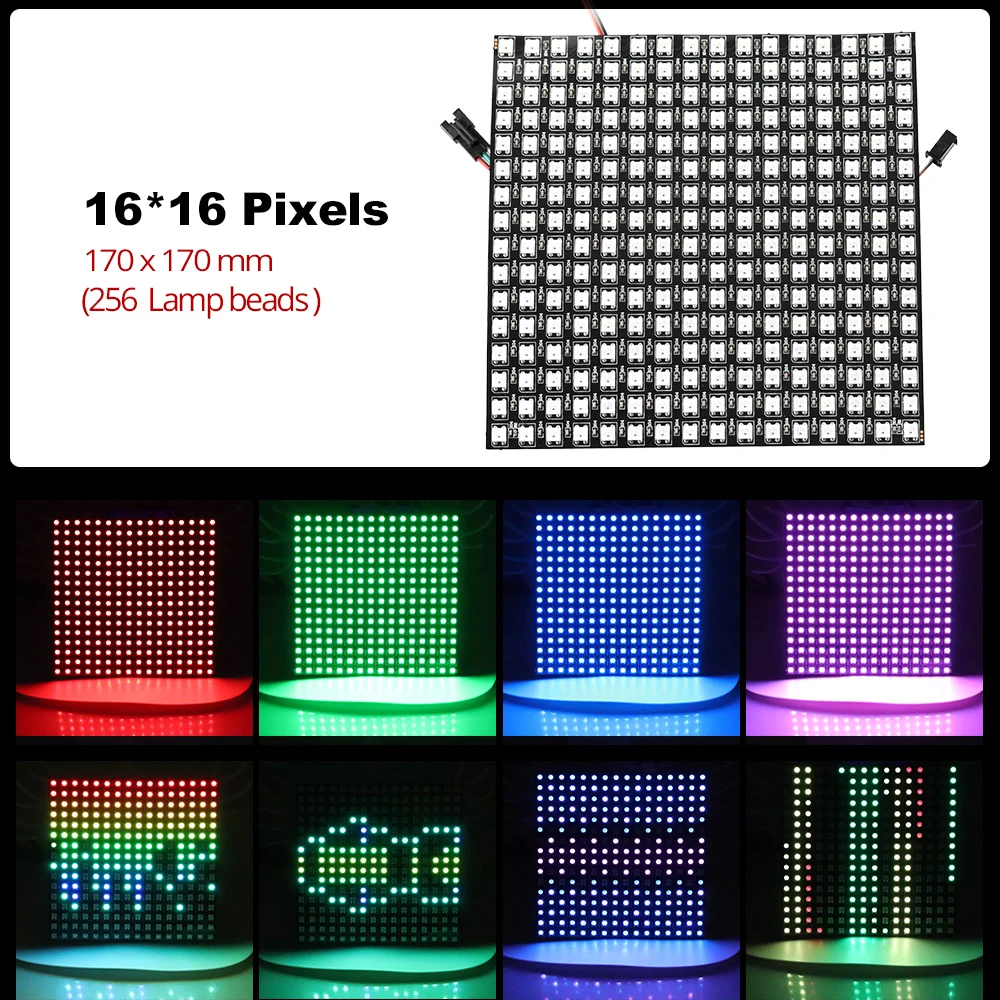RGB WS2812B Светодиодная панель чип 8x 8/8x3 2/16x16 пикселей WS2812 Гибкая Пиксельная экран