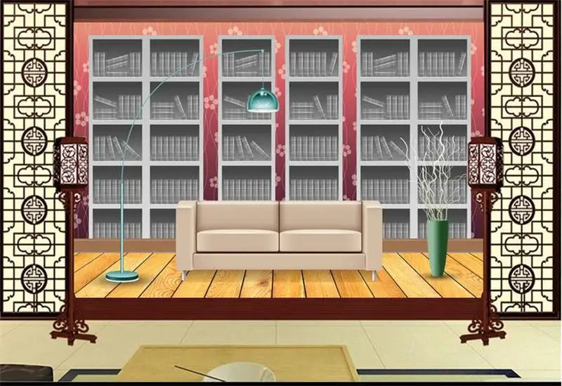 3D обои для комнаты на заказ нетканый стикер Книжная Полка Шкаф живопись Диван ТВ