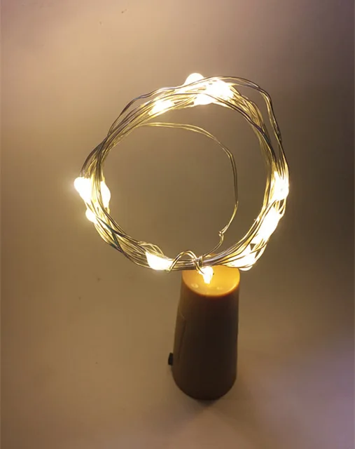 6.5ft 20 светодиодный Wijnfles Lichten Kurk Batterij Aangedreven Guirlande DIY Kerst струнные огни Voor вечерние Хэллоуин бруилофт - Испускаемый цвет: Тёплый белый