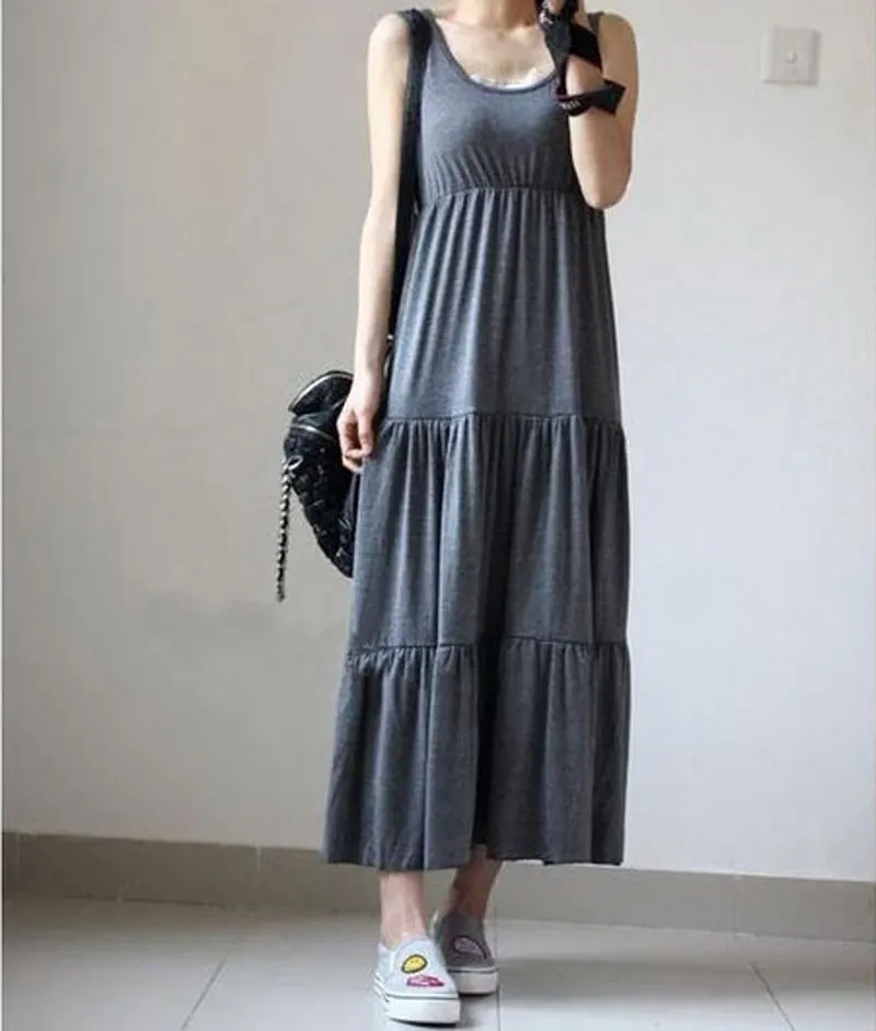 Платье женское длинное повседневное без рукавов большого размера | Женская