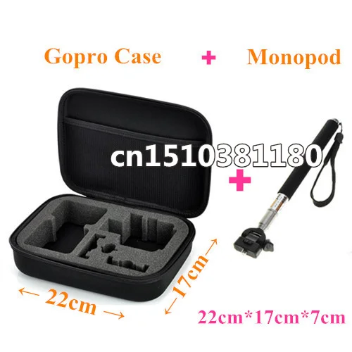Аксессуары для Go pro Hero3 ручной монопод + противоударный портативный чехол Gopro SJ4000