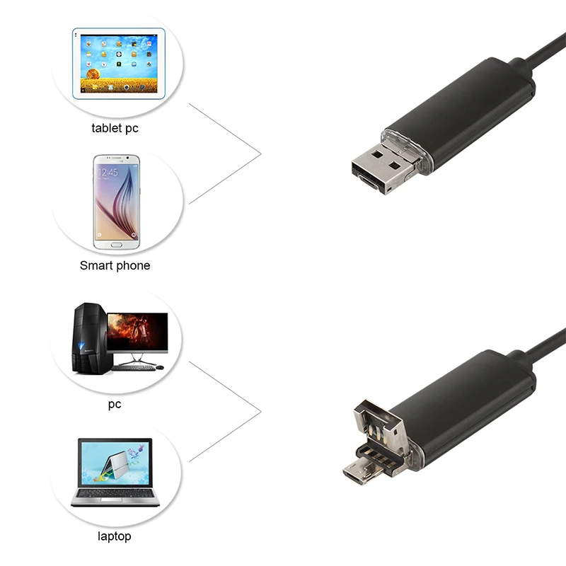 Водонепроницаемый usb эндоскоп 5 м мм объектив Android HD камера|camera snake|endoscope androidusb