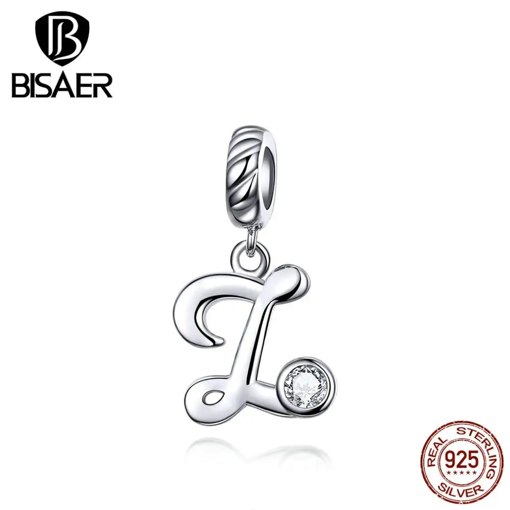BISAER, новинка, 925 пробы, серебро, 26 букв, амулеты, A-Z, алфавит, подвески, начальный браслет, ожерелье для рукоделия, ювелирных изделий GXC1183 - Окраска металла: GXC1183-Z