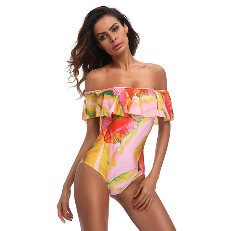 2018 сексуальное бикини Для женщин Одна деталь купальник печати купальники с