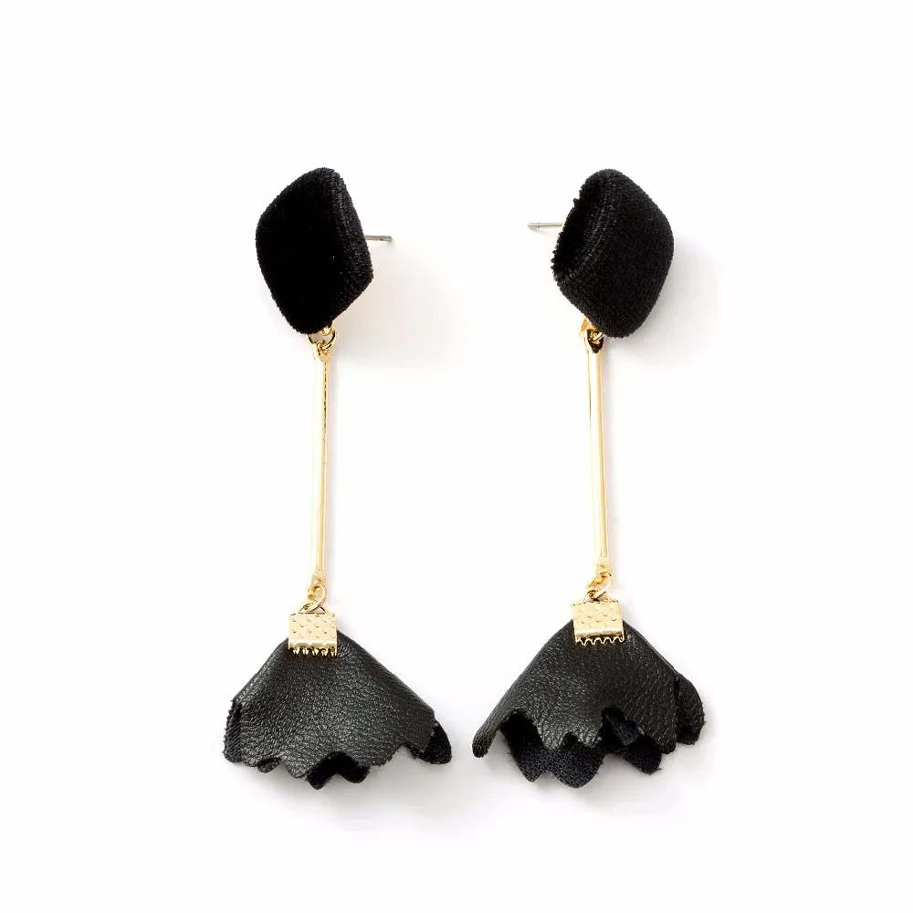 Black Leather Tassel Ear Line Earrings For Women 2017 New Long Statement Brincos Pendientes Oorbellen Orecchini | Украшения и