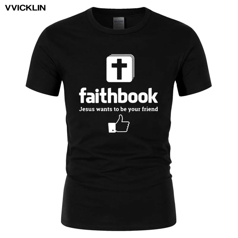 Короткий рукав Футболка Jesus Иисус хочет быть вашим другом Faithbook подарок футболки