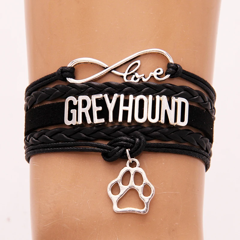 Браслет Infinity Love Greyhound подвеска собачья лапа Кожаные плетеные украшения для