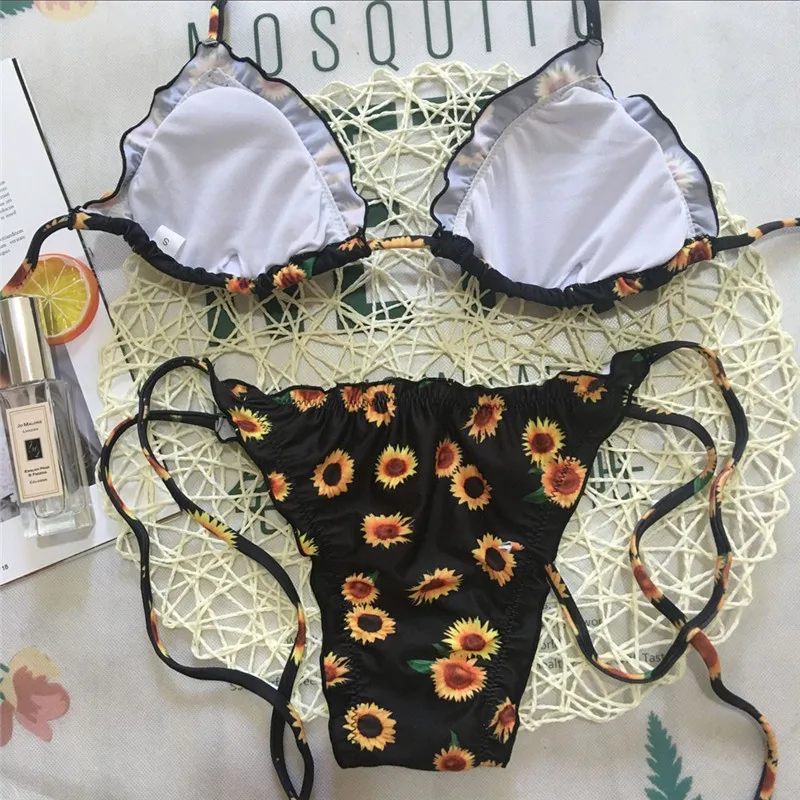 Womail 2018 Новое поступление SummerSexy бикини комплект Для Женщин Подсолнечника