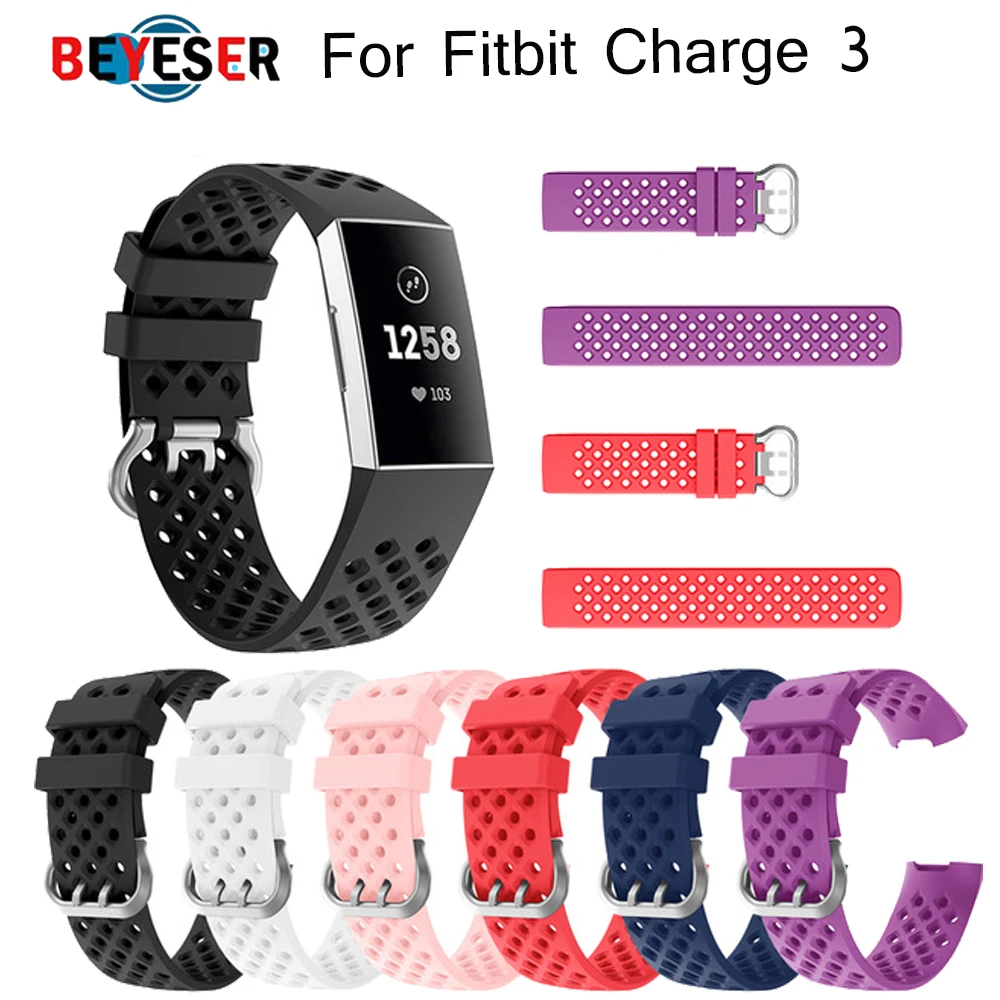 Silicone Wristband bracelet Strap for Fitbit Charge 3 4 Fitness Activity Tracker Smartwatch Sports Watch Strap Band Small Large