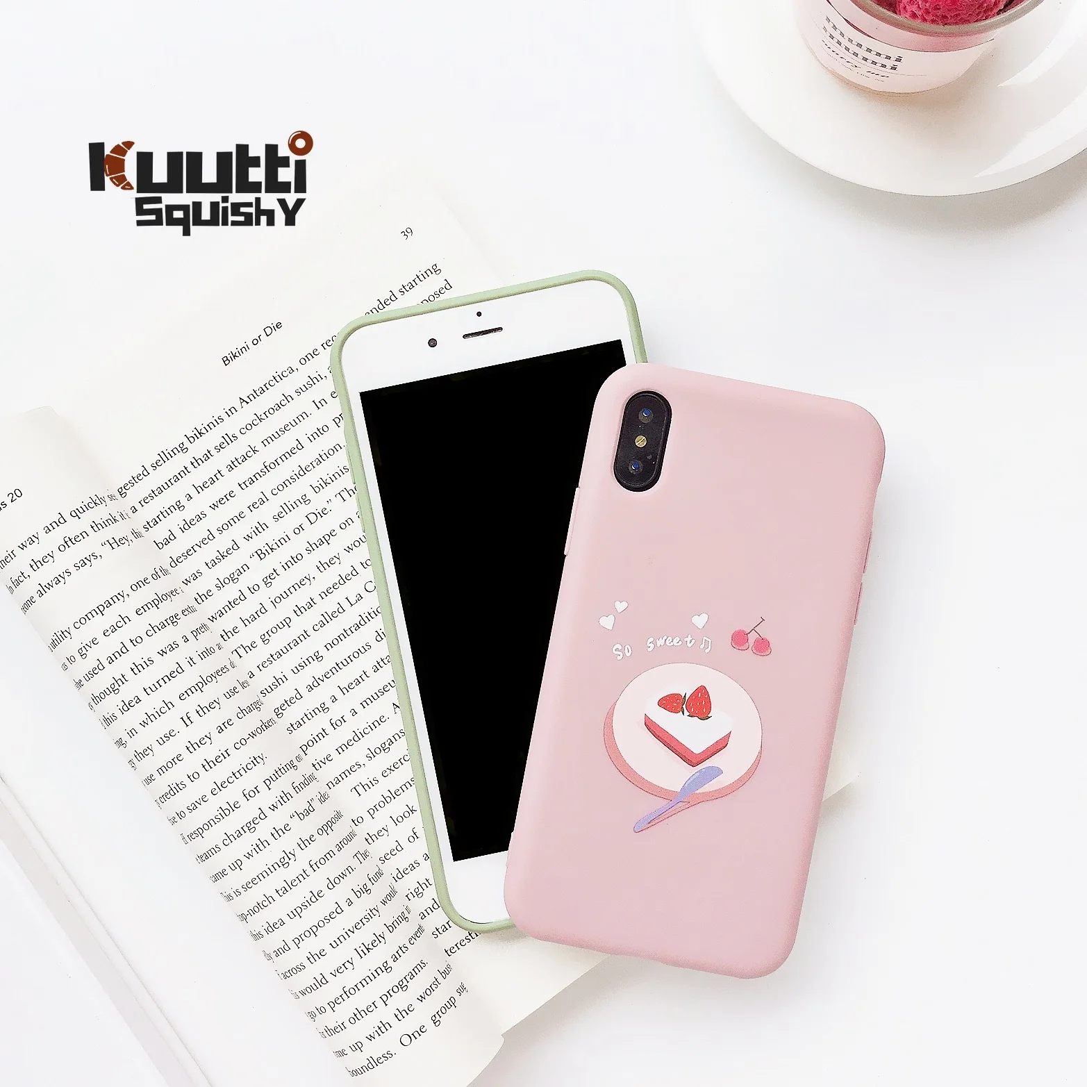 Kuutti мягкие чехлы для телефонов с милым розовым и зеленым десертным пирогом