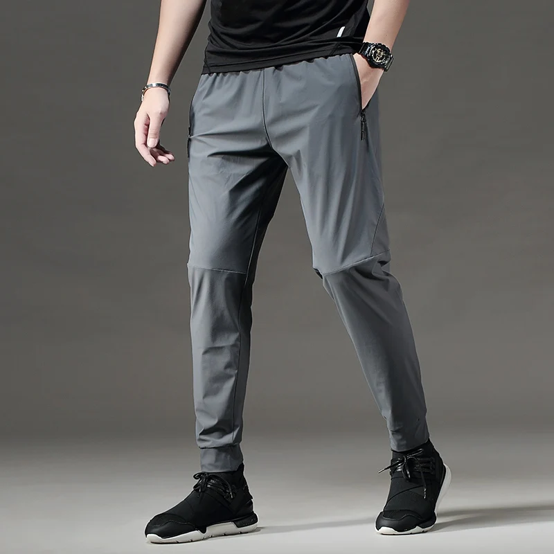 men sport pants Тонкие штаны для бега, для мужчин, для фитнеса, спорта, спортзала, Эластичный шнурок, тренировочные штаны, для пробежек, упражнений, Тонкие штаны для футбола - Цвет: men sport pants