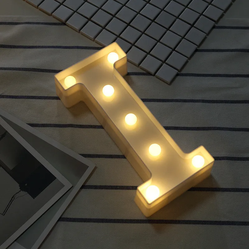 I DIY светодиодный знак буквы символ сердце светильник ing светодиодный винтажный пластиковый свадебный Праздник День Святого Валентина подарок украшения ночной Светильник - Цвет: I