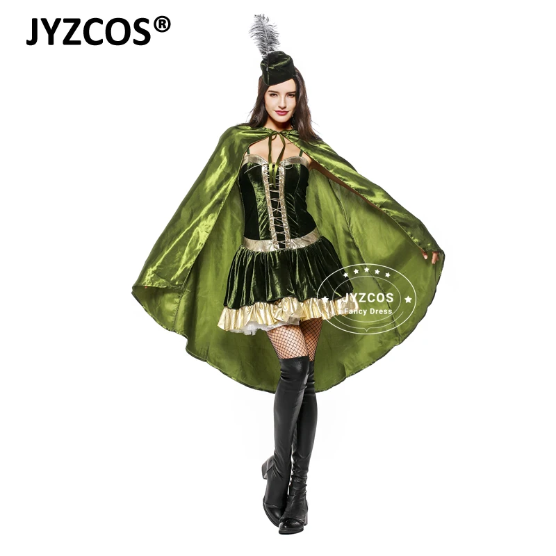 JYZCOS взрослых костюм Робин Гуда Хеллоуин для Для женщин Гринвуд героиня