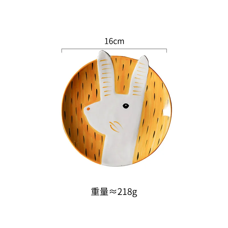 rabbit (small) Креативный стейк для завтрака, детская тарелка с фруктами, 6 или 8 дюймов, ручная роспись, посуда с животными, мультяшная керамика, WF704157 - Цвет: rabbit (small)