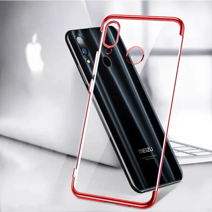 Чехол Keajor для Meizu Note 9, чехол, мягкое покрытие, ТПУ, силикон, Роскошный прозрачный бампер, чехол для Meizu Note 9, чехол для телефона - Цвет: Красный
