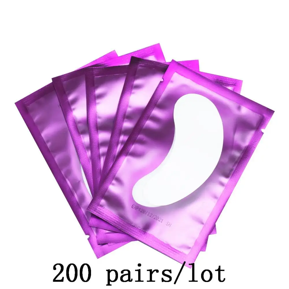 Purple 200 Eyepads 50/100/200 пар бумажные патчи для ресниц накладки под глаза ресницы, глаза патчи Безворсовая Ткань Для женщин Eyepads наращивание ресниц инструменты - Цвет: Purple 200