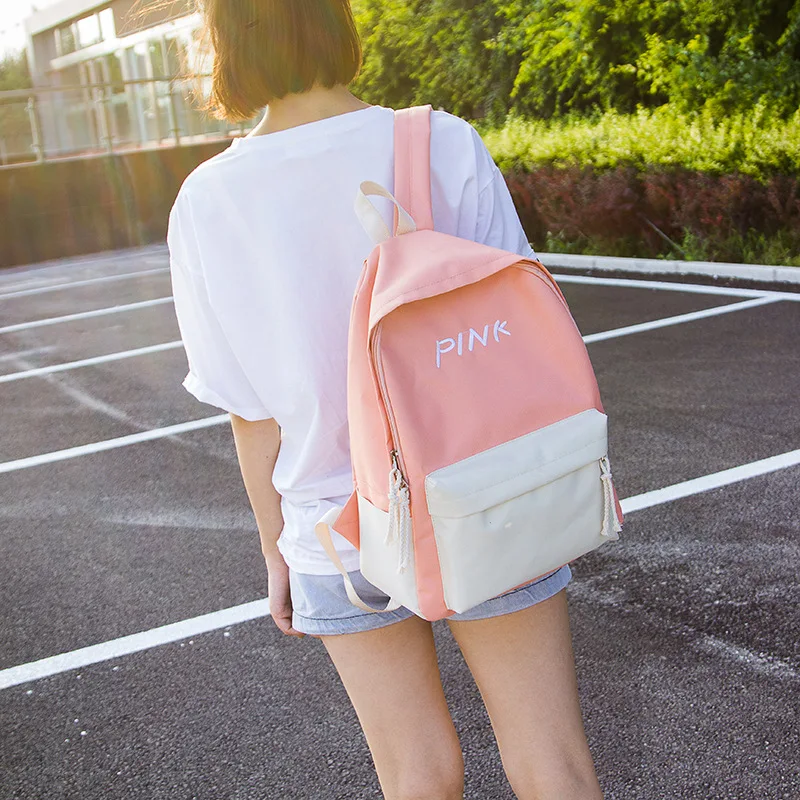 Прекрасный Письмо печати рюкзак розовый школьные сумки для девочек подростков