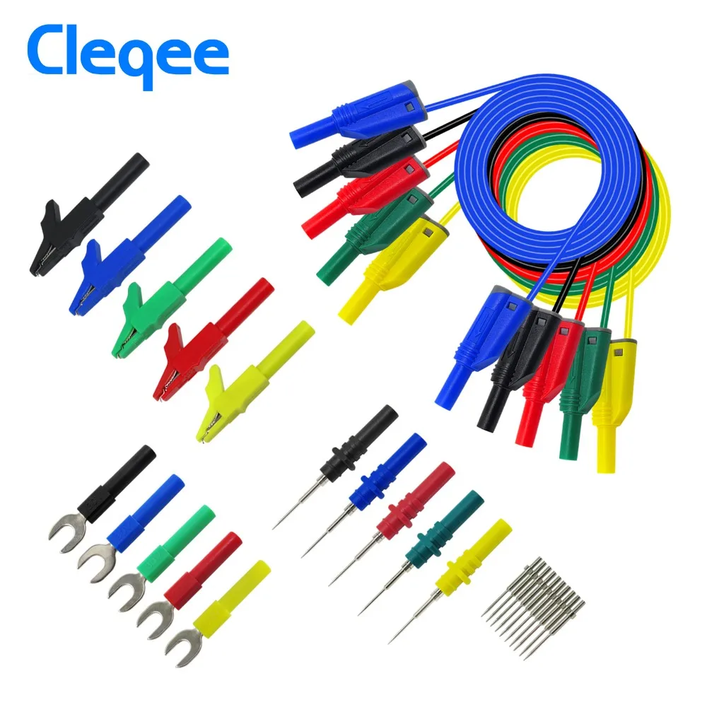 Cleqee P1050B 4 мм комплект тестовых свинцовых штекеров типа банан для мультиметра с
