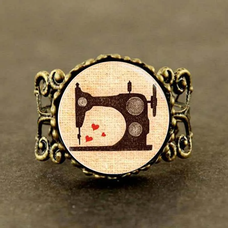 

Movie Alice in Wonderland Sewing Machine Ring Jewelry women men gift vintage antique steampunk